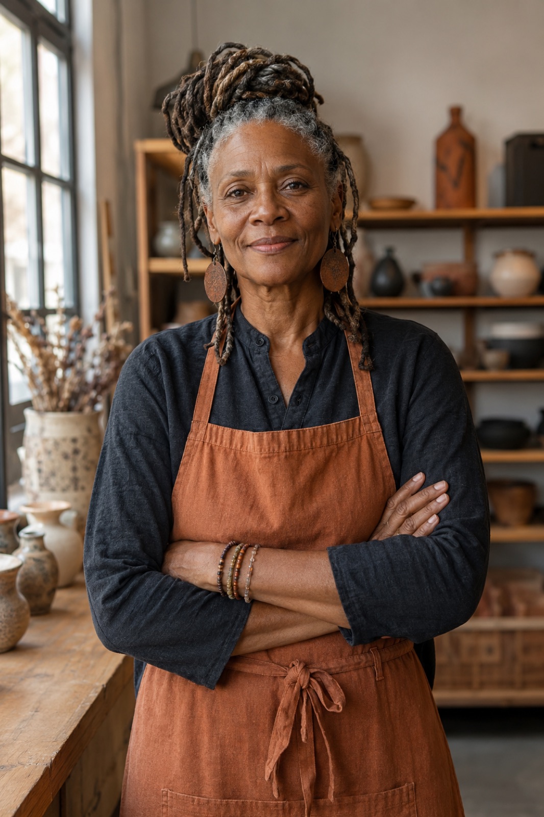 A small-business owner in her shop